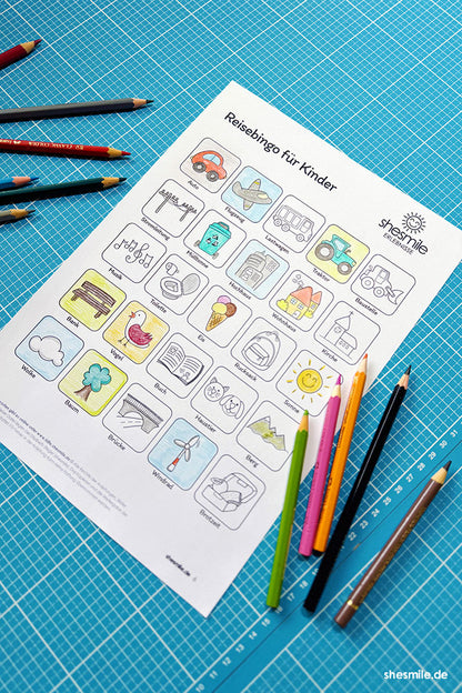 Reise-Bingo für Kinder (Bastelidee und Druckvorlage)