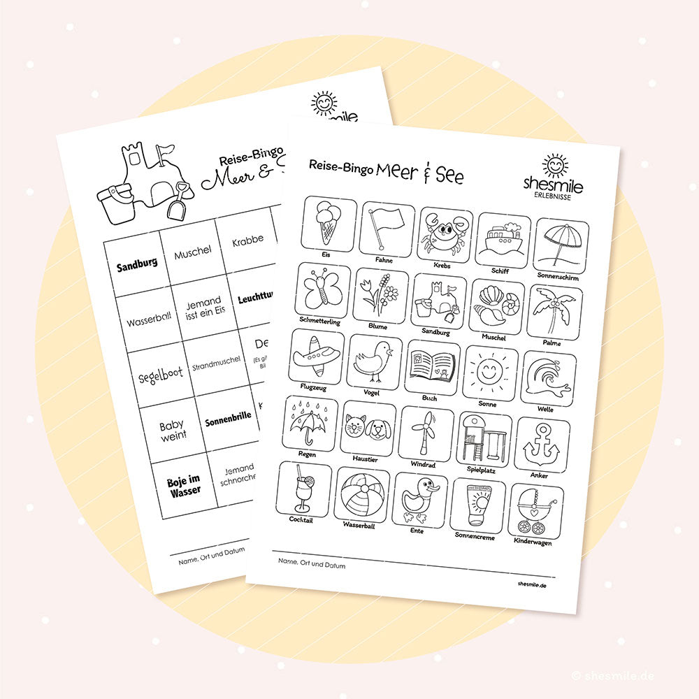 Reise-Bingo für Kinder (Bastelidee und Druckvorlage)