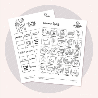Reise-Bingo für Kinder (Bastelidee und Druckvorlage)