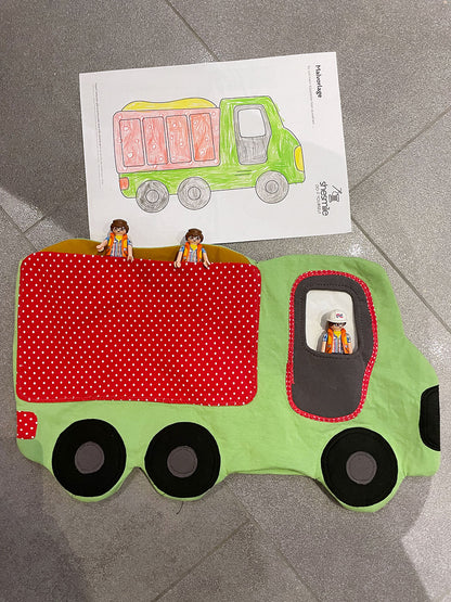 Kipplaster-Kuschelkissen Karl (Schnittmuster und Nähanleitung)