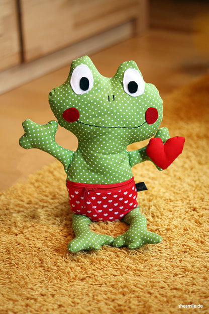 Frosch-Kummerkissen Quenni (Schnittmuster und Nähanleitung)