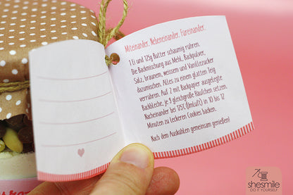 Etiketten und Geschenkanhänger Cookies im Glas (Bastelidee und Druckvorlage)