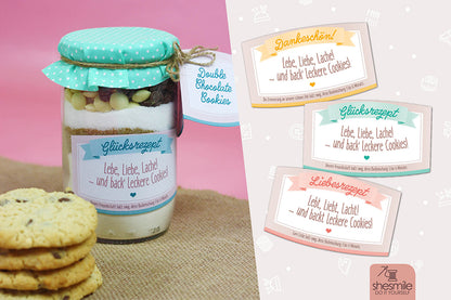 Etiketten und Geschenkanhänger Cookies im Glas (Bastelidee und Druckvorlage)