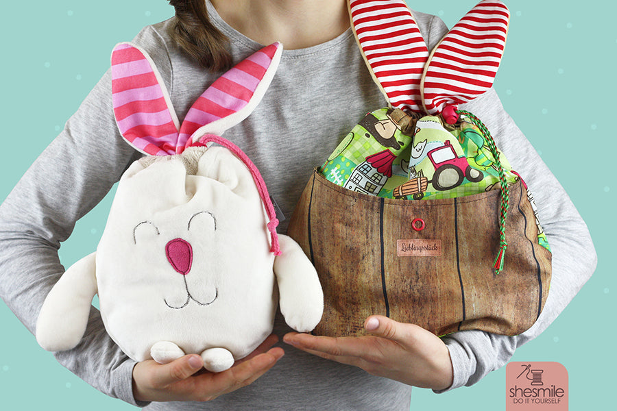 Kuscheltier-Wendetasche Osternesthase (Schnittmuster und Nähanleitung)