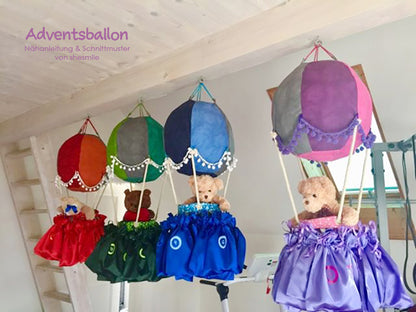 Adventskalender und Kinderzimmerdeko Adventsballon (Schnittmuster und Nähanleitung)