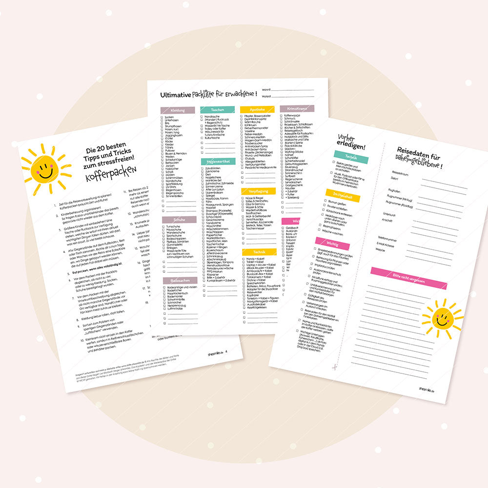 Packliste - Kofferpacken für den Urlaub (Checkliste und Druckvorlage)
