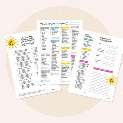 Packliste - Kofferpacken für den Urlaub (Checkliste und Druckvorlage)