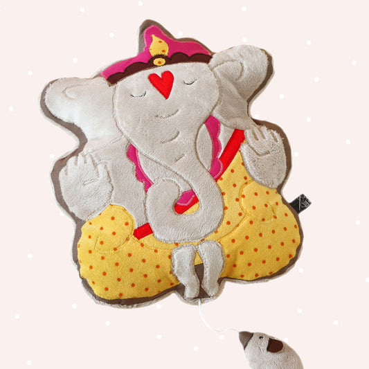 Kuschelkissen mit Spieluhr Ganesha (Schnittmuster und Nähanleitung)